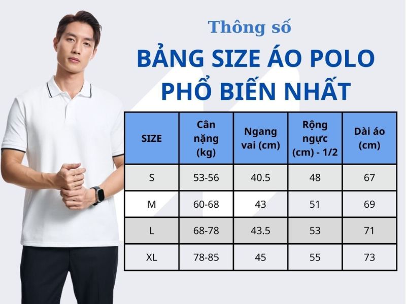 bảng size quần áo nam