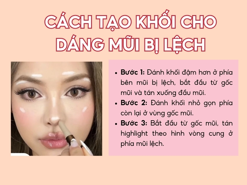 Cách tạo khối mũi đơn giản cho mũi lệch
