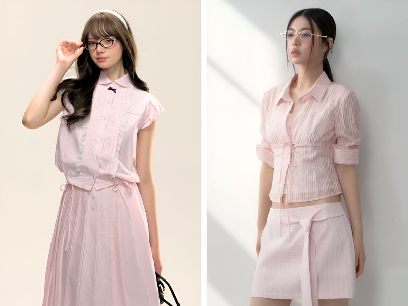 Phối đồ hồng pastel