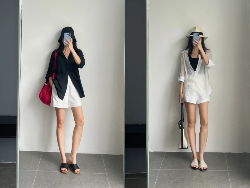 Phối đồ màu Đen với màu trắng