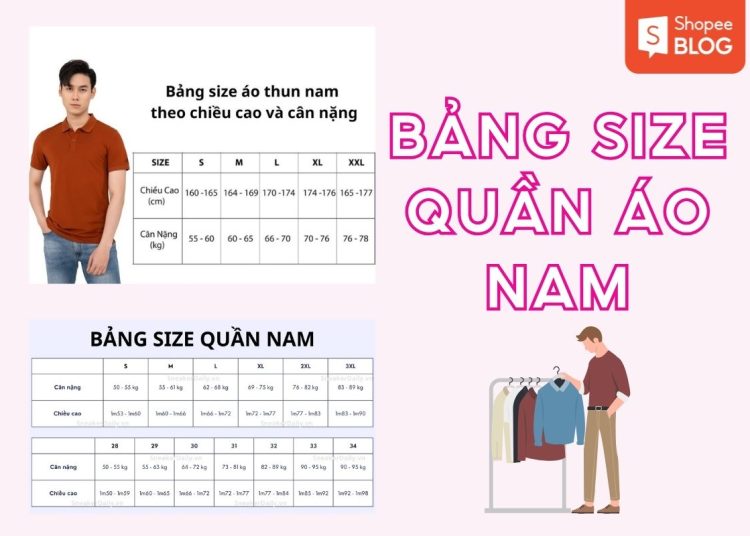 bảng size quần áo nam