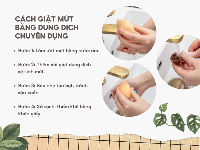 Cách giặt bông mút trang điểm bằng dung dịch chuyên dụng