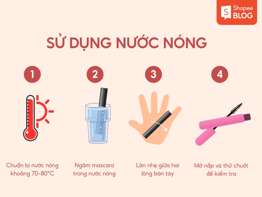 Cách dùng nước nóng làm mềm mascara