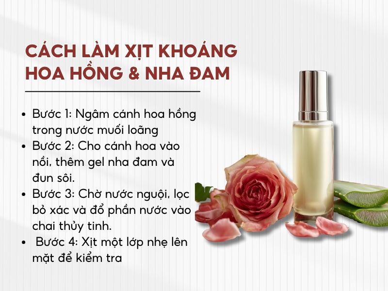 Xịt khoáng hoa hồng và nha đam