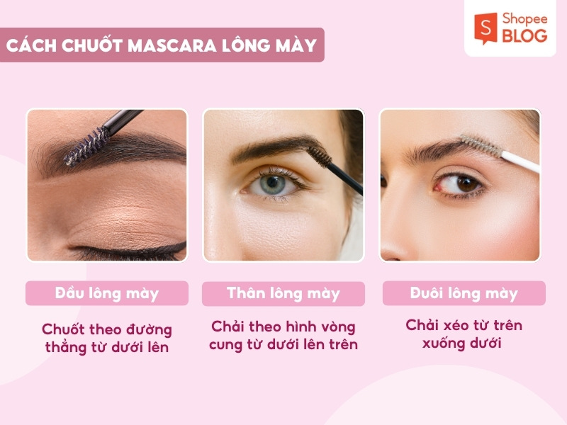 Cách chuốt mascara chân mày