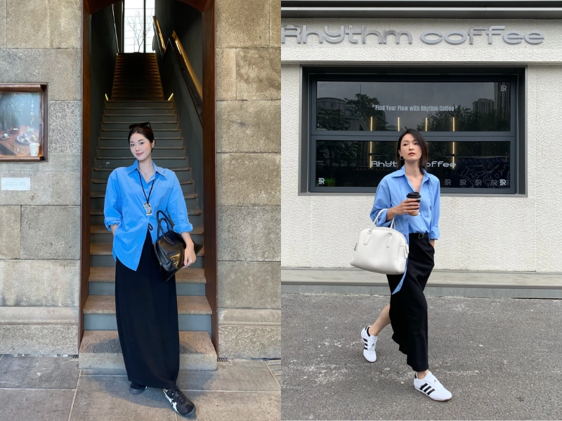 Kết hợp xanh navy cùng màu đen