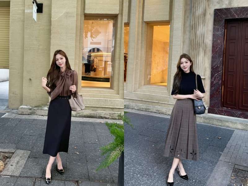 Phối đồ màu đen với màu nâu