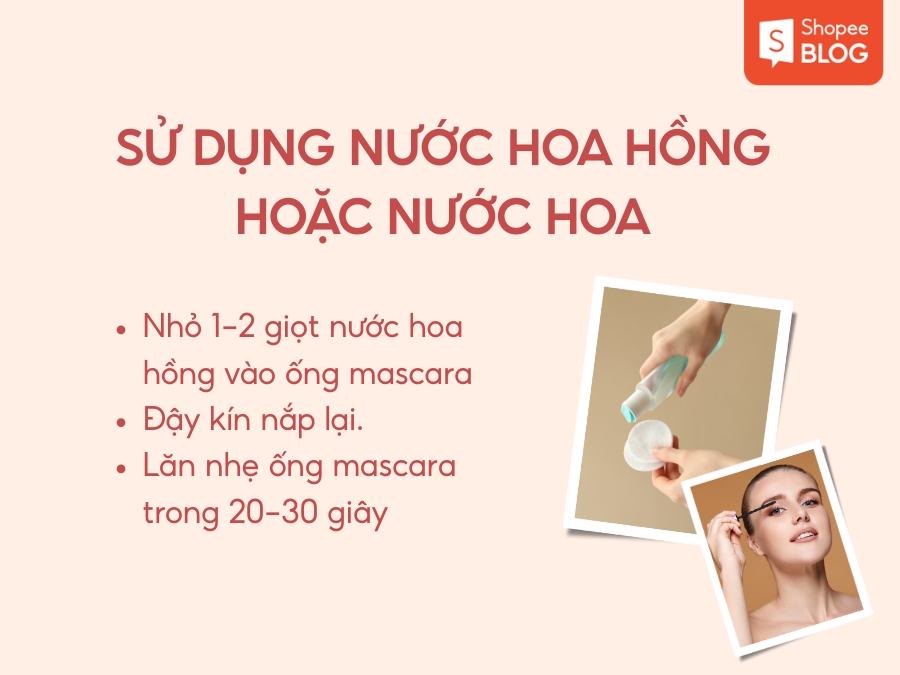 Cách làm mềm mascara bằng nước hoa hồng hoặc nước hoa