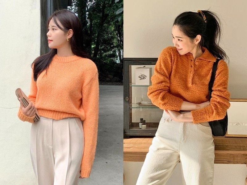 Một số combo quần áo kết hợp gam màu Coral và trắng