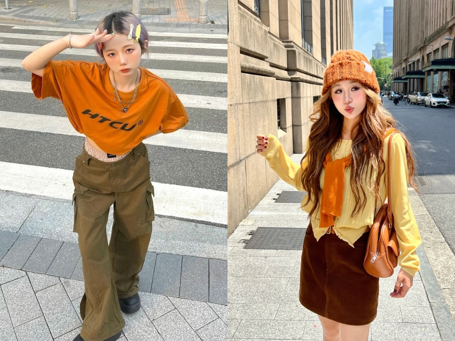 Phối đồ với tone màu Cam – nâu