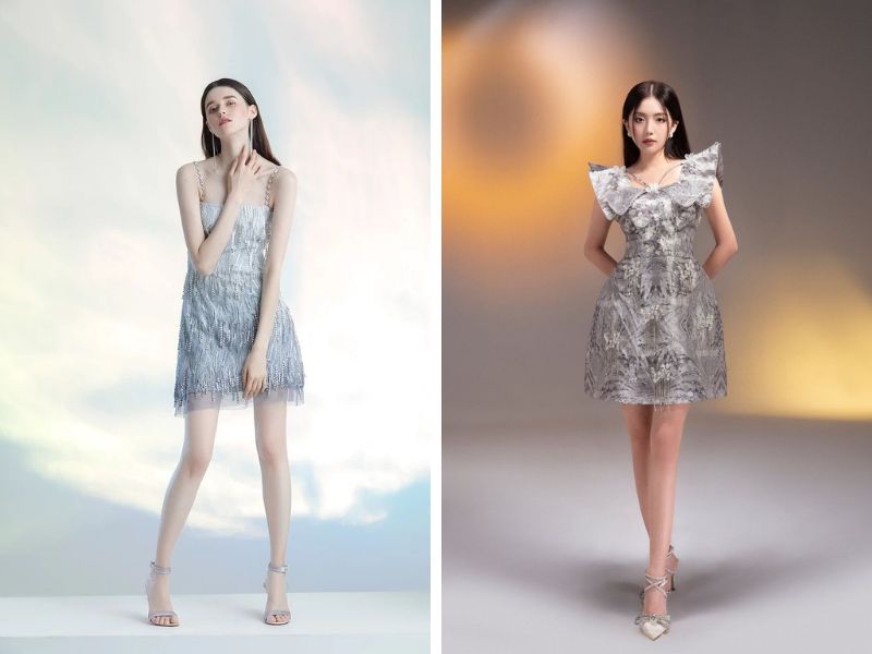 Phối váy màu bạc