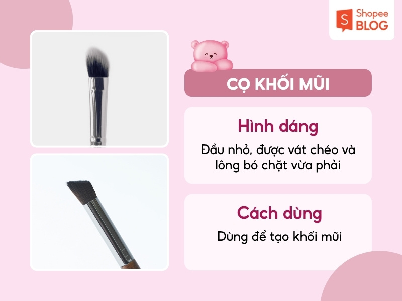 Cách dùng cọ khối mũi 