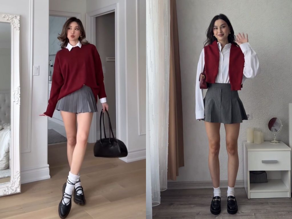 Sự kết hợp giữa đỏ đô và xám ghi