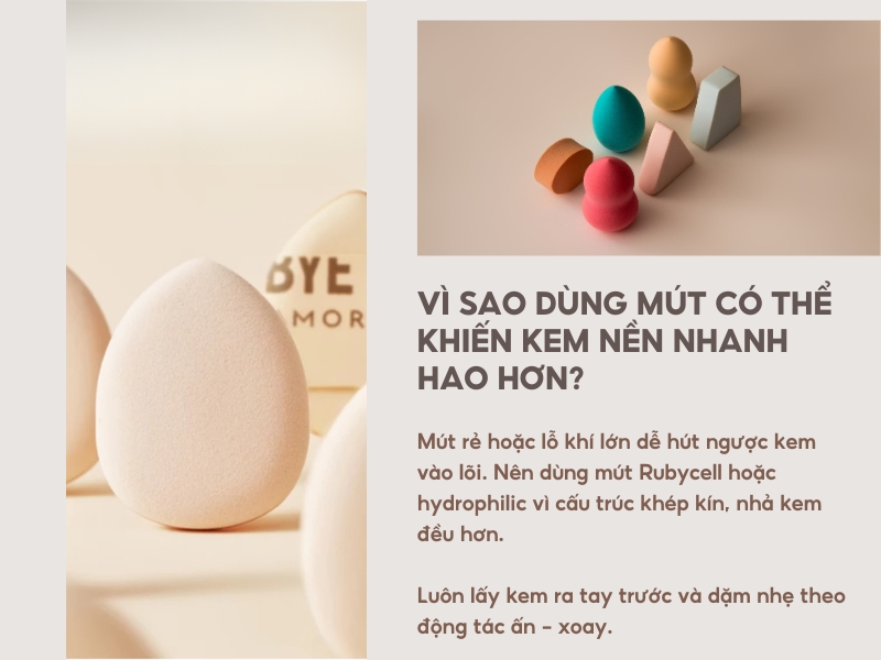 Vì sao mút có thể “ăn” hết kem nền dù mình chỉ lấy ít? 