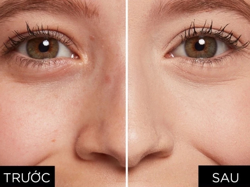 Trước và sau khi dùng kem che khuyết điểm L'Oreal Paris Infallible Full Wear