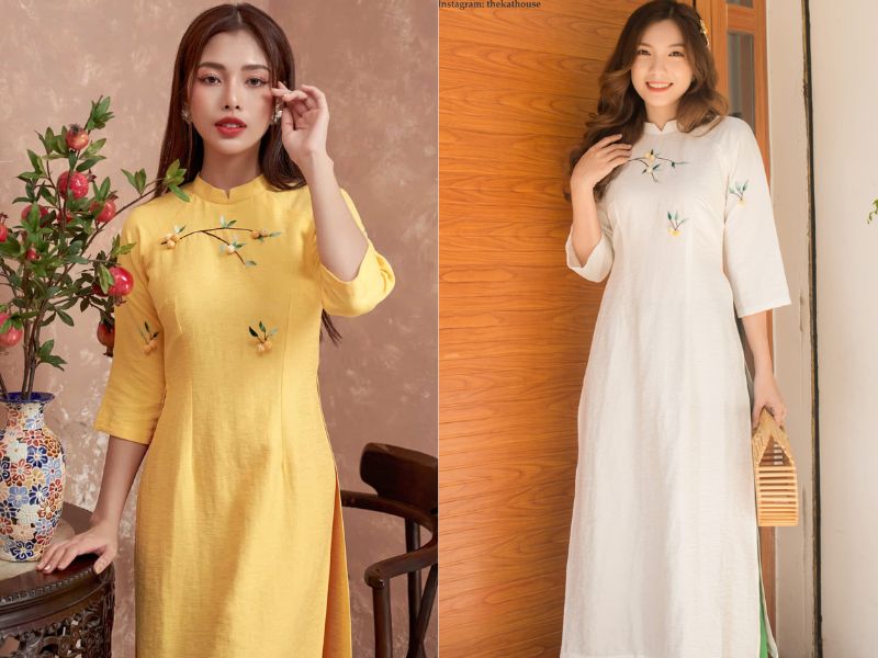 áo dài vải đũi lụa