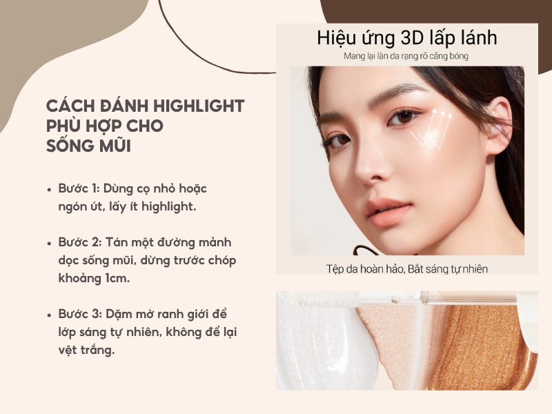 Cách đánh highlight làm nổi bật phần sống mũi