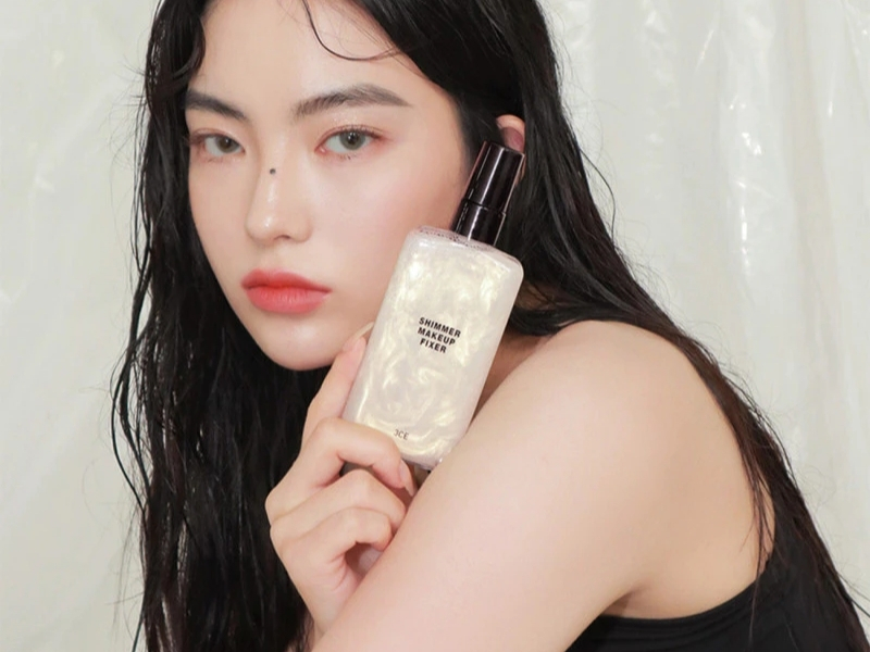 Hiệu ứng 3CE Shimmer Makeup Fixer trên da