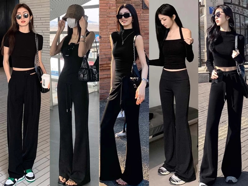 Quần đen phối cùng áo đen