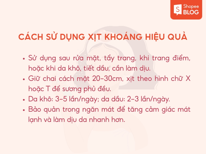 Cách dùng xịt khoáng hiệu quả