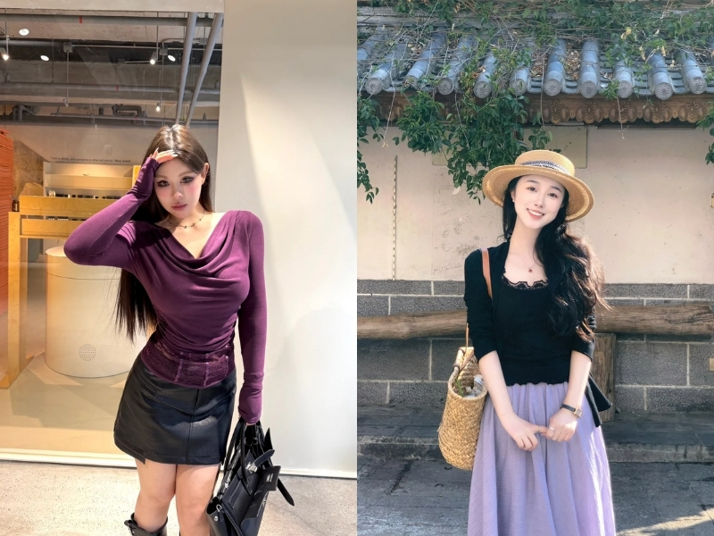 Phối đồ nữ Đen – tím