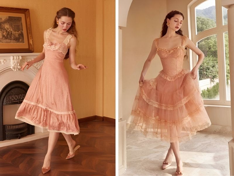 Đầm cam hồng công chúa 