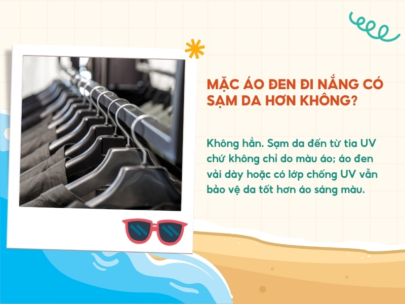 Mặc áo đen đi nắng có sạm da hơn không? 