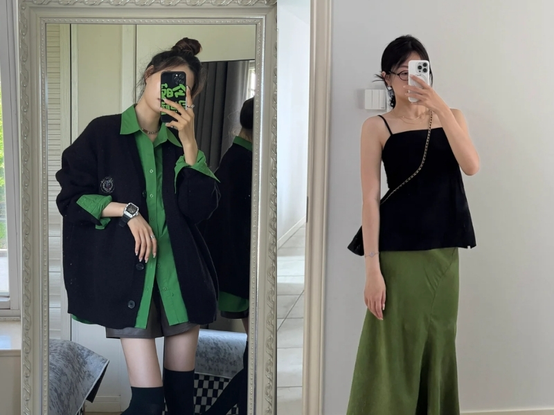 Set đen phối cùng xanh lá
