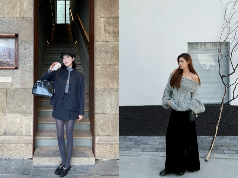 Phối đồ màu đen với màu ghi