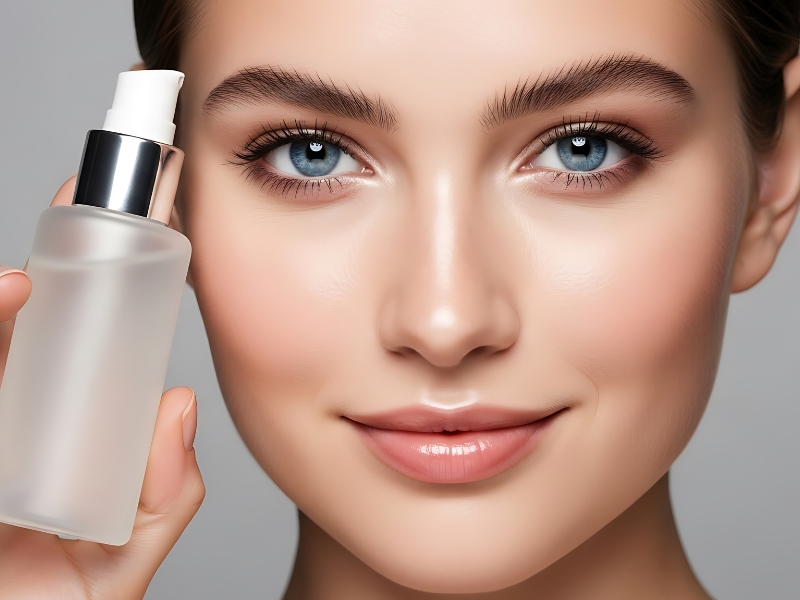 Cô gái sử dụng xịt khoáng