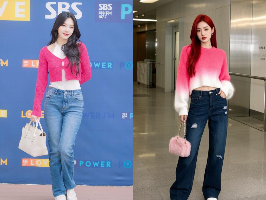 Sắc xanh navy phối cùng màu hồng đậm