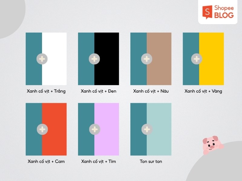 Giải đáp màu xanh cổ vịt phối với màu gì