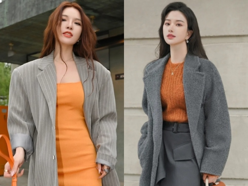 Gam xám phối với màu cam