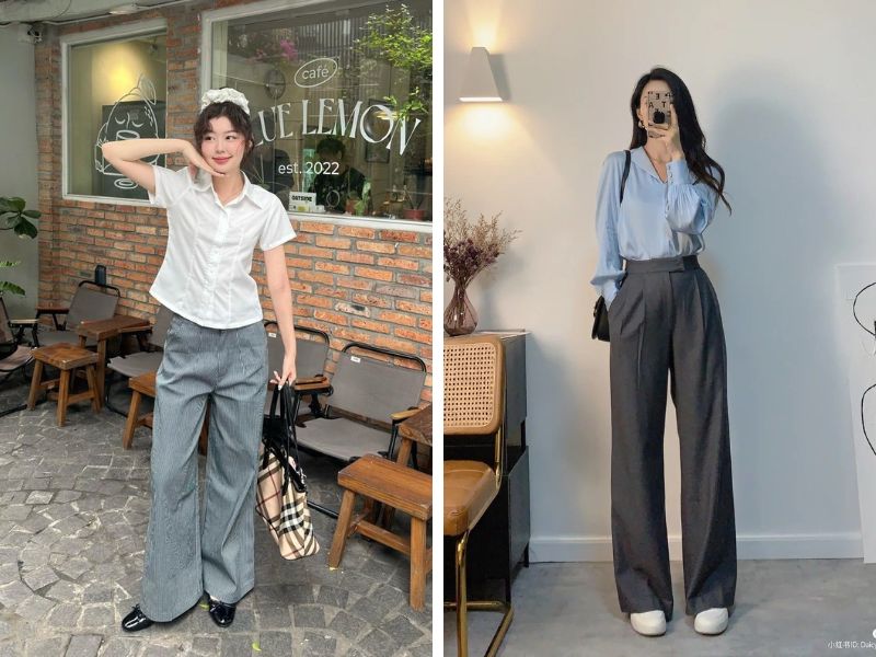 outfit áo sơ mi quần tây regular form