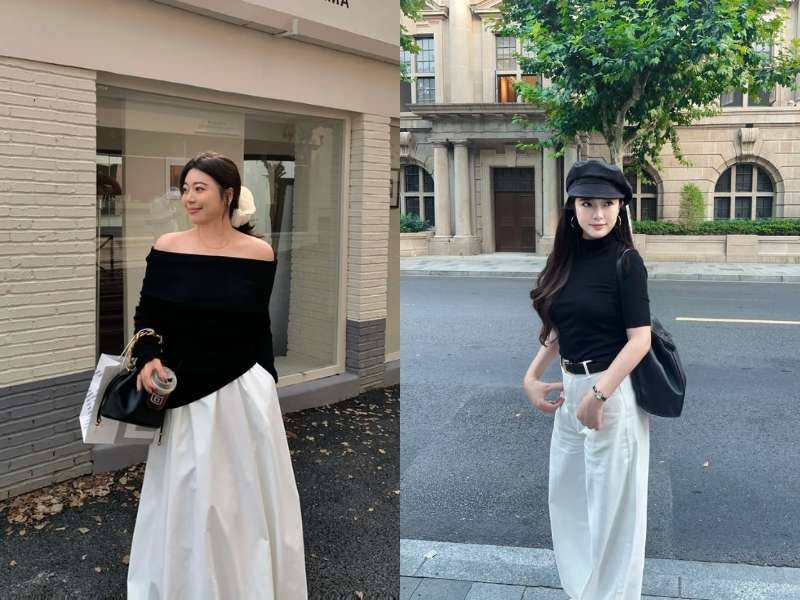 phối đồ Bộ đôi trắng đen