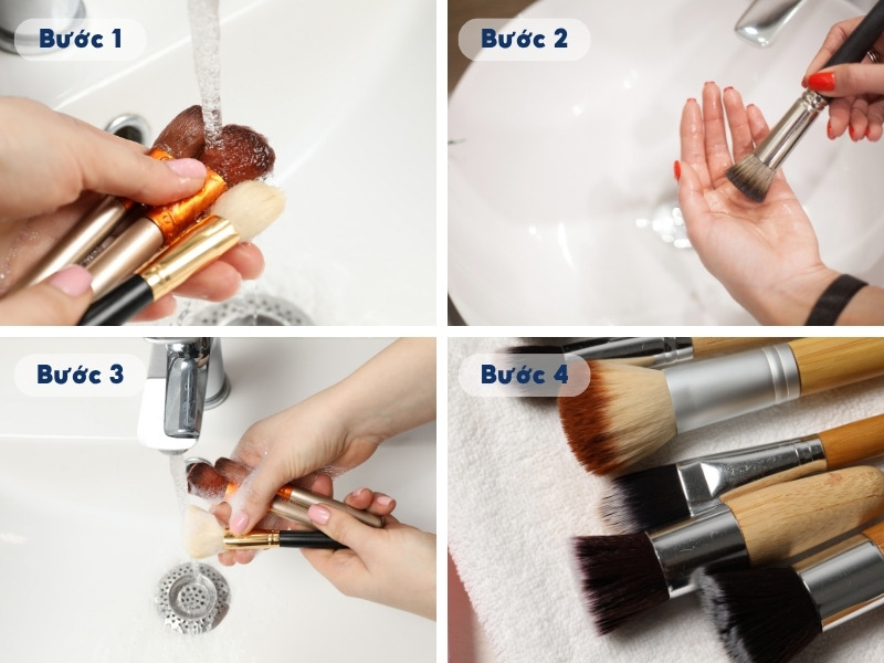 Cách rửa cọ trang điểm bằng sữa rửa mặt