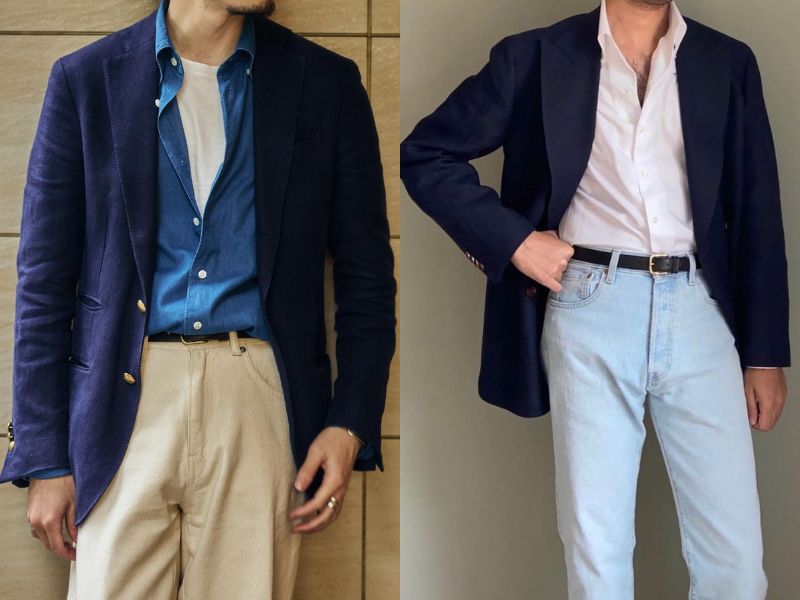 Phối Vest màu chàm cho nam