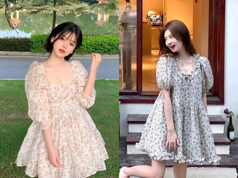 Váy babydoll hoa nhí