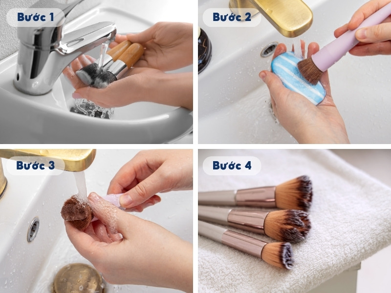 Cách vệ sinh cọ trang điểm bằng xà phòng