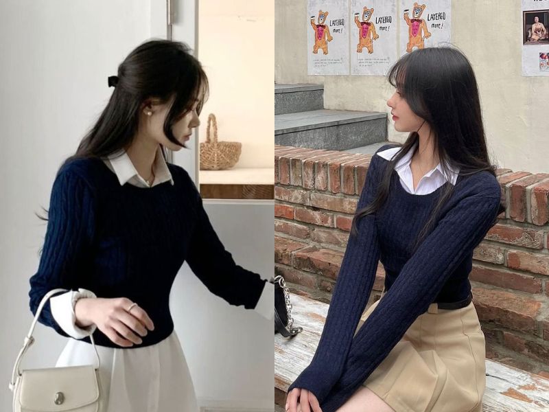 Phối Layer nhẹ một chiếc cardigan chàm