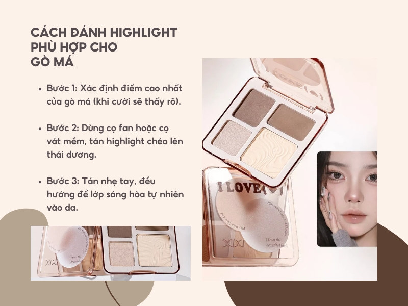 Cách sử dụng highlight cho vùng gò má