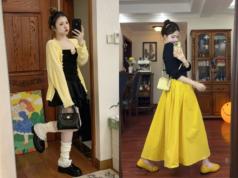 Màu vàng phối với màu đen