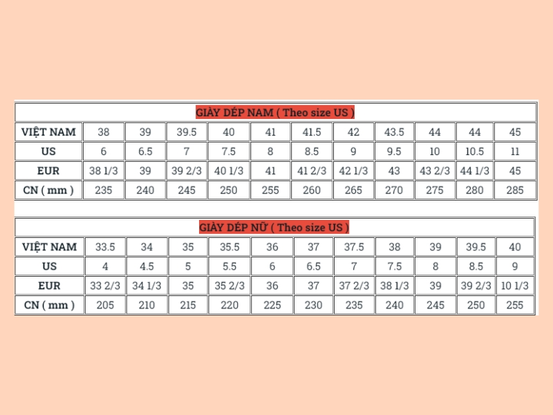 bảng size giày yonex
