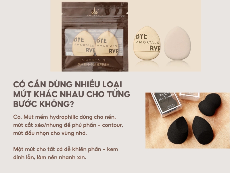 Có cần dùng nhiều loại mút khác nhau cho từng bước không?