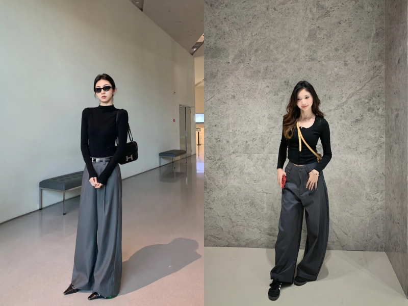 Phối đồ màu đen với màu ghi 