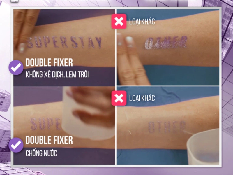 So sánh dùng Maybelline Superstay Double Fixer Spray và loại khác