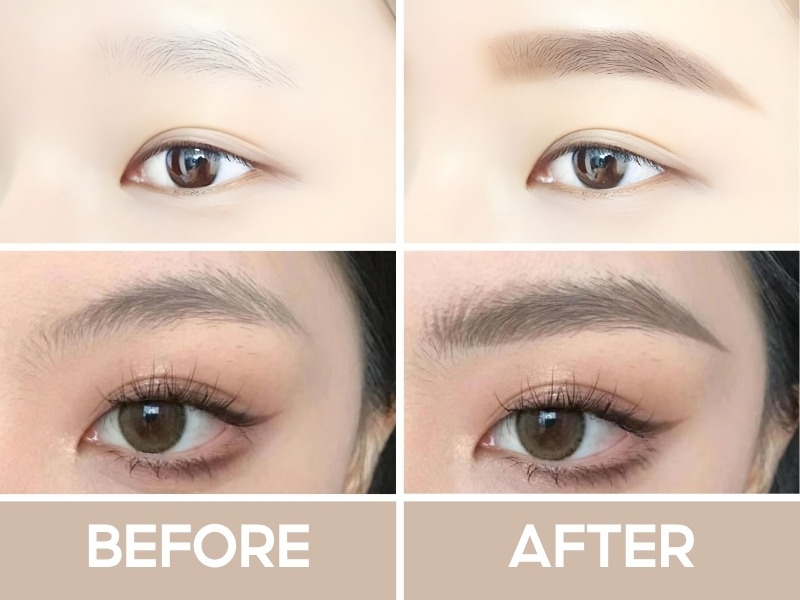 Trước và sau khi dùng chì kẻ mày INNISFREE
