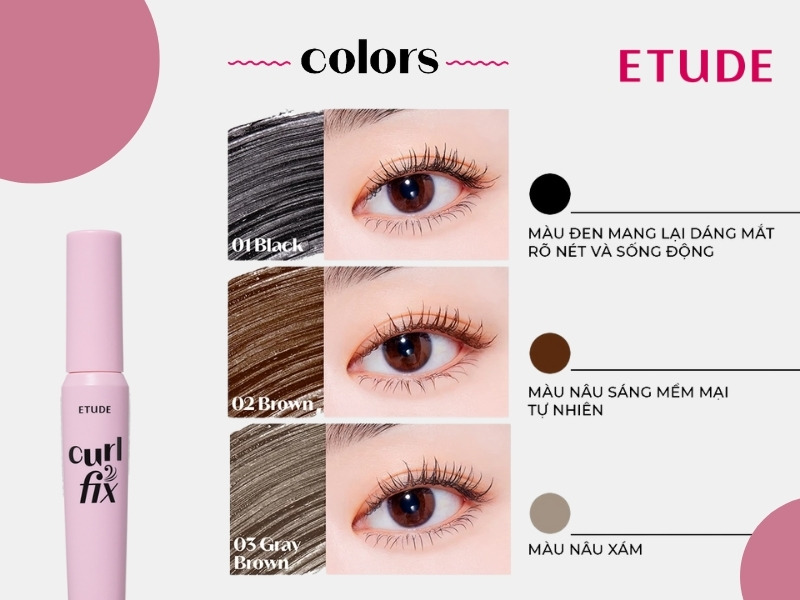 Bảng màu Etude Curl Fix Mascara