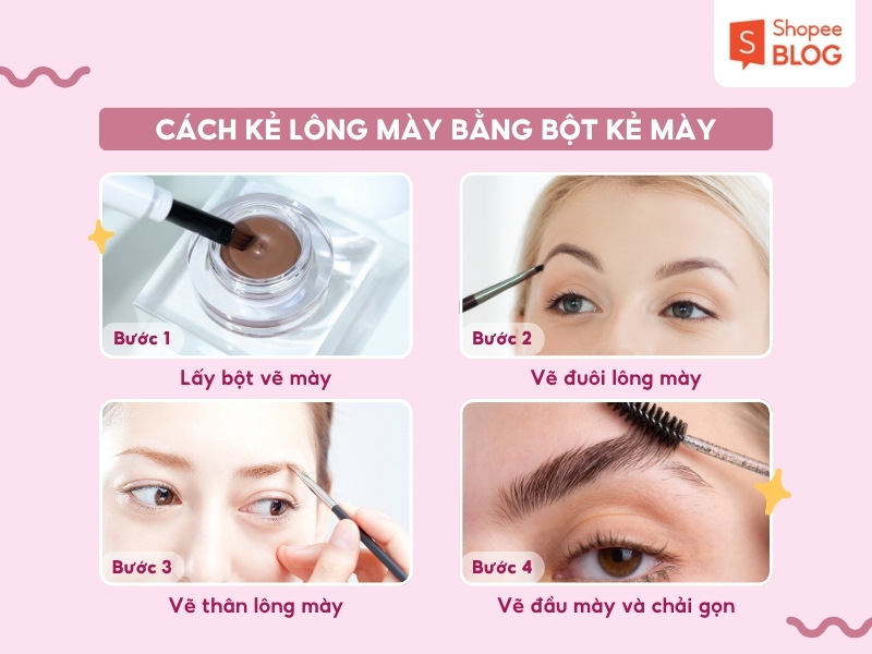 Cách kẻ lông mày bằng bột kẻ mày