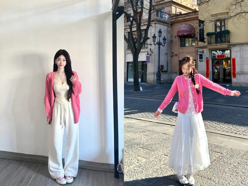 Sự kết hợp giữa hồng đậm và trắng